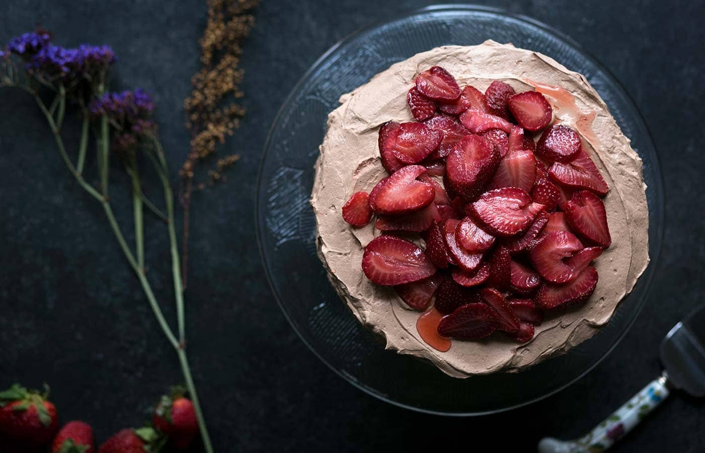 You’re going to love this decadent chocolate cake with macerated strawberries! Get the recipe from Savory Simple. 