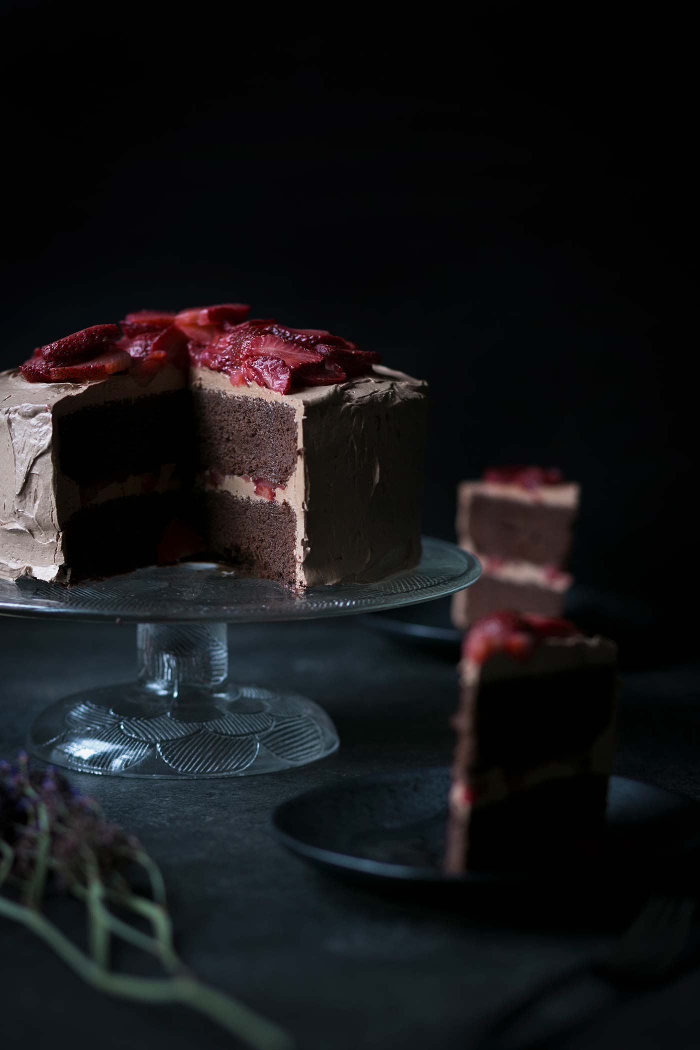 You’re going to love this decadent chocolate cake with macerated strawberries! Get the recipe from Savory Simple. 