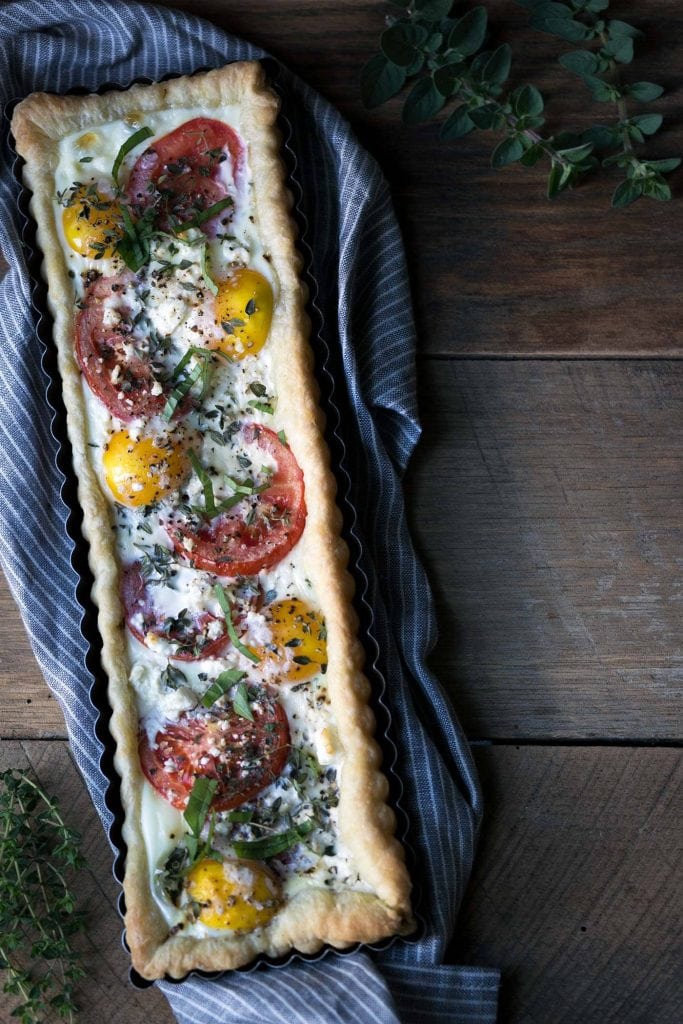 A photo of a tomato tart