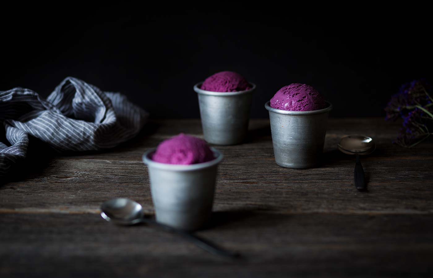 Wild Blueberry Curd Ice Cream is a decadent dessert with a gorgeous color. You need this in your life! Get the recipe from Savory Simple.