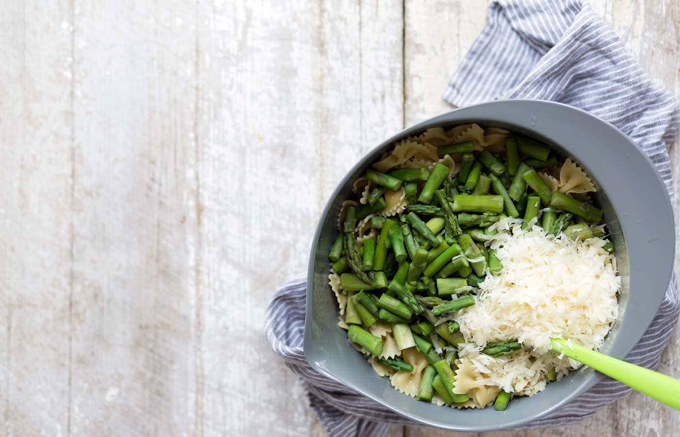 Pasta Salad with Asparagus, Asiago and Lemon is a light, seasonal side dish. Serve it at a barbecue or alongside a simple springtime dinner. SavorySimple.net