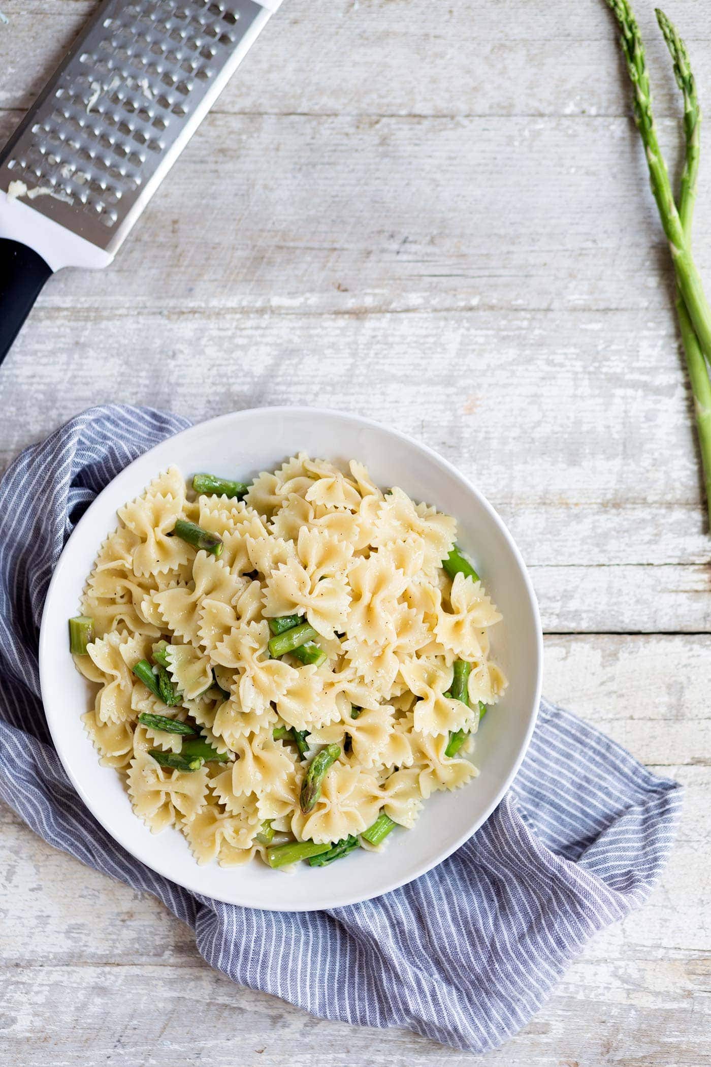Pasta Salad with Asparagus, Asiago and Lemon is a light, seasonal side dish. Serve it at a barbecue or alongside a simple springtime dinner. SavorySimple.net