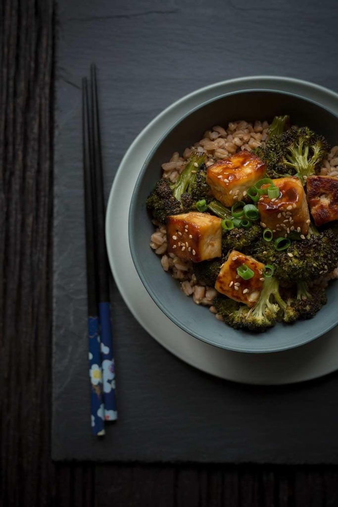 Crispy Baked Tofu with Broccoli Is a vegan, flavorful meal that comes together quickly! It can easily be made gluten-free.