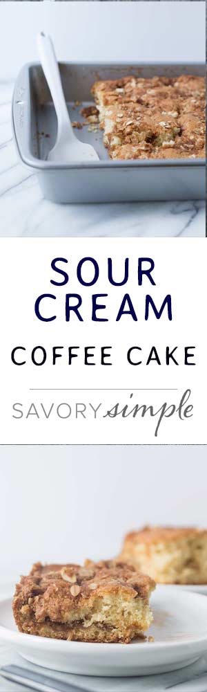 This Sour Cream Coffee Cake is incredibly soft and moist! It comes together in no time. Get the recipe from Savory Simple.