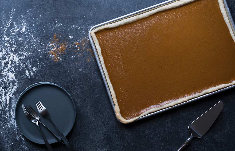 A photo of the finished slab pie before it has been sliced.