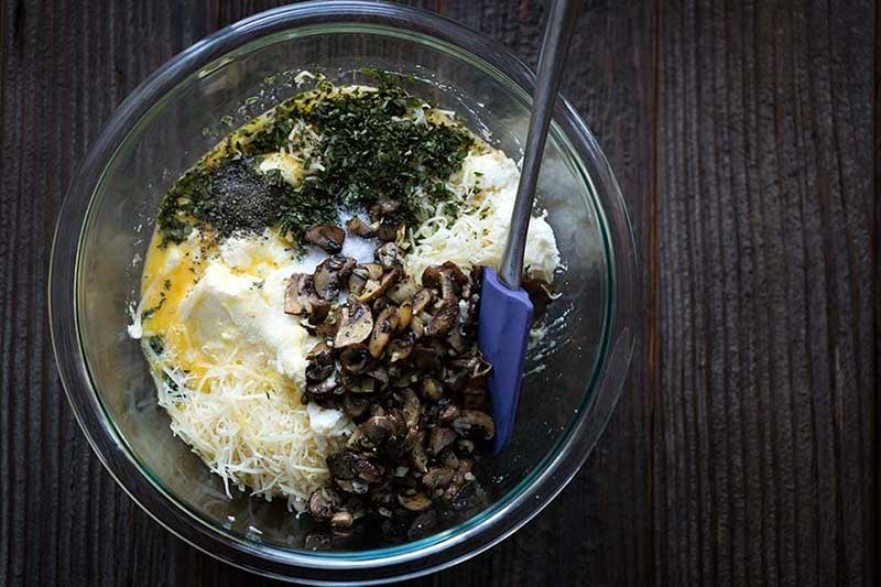 A photo of vegetarian eggplant lasagna filling.