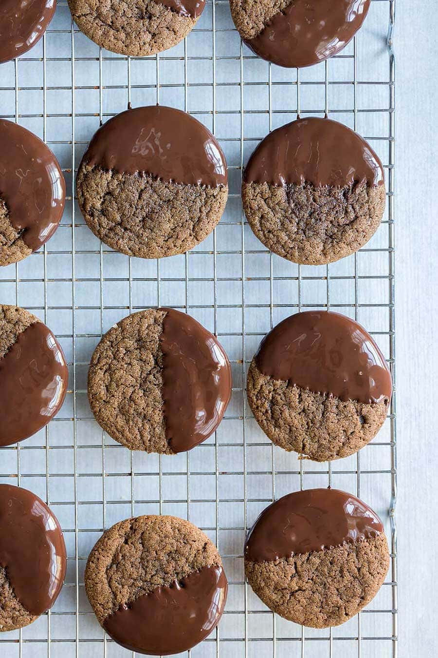 These soft gingerbread cookies with chocolate are a perfect balance of soft and chewy. Serve them at your next holiday party or give them away as gifts with a personal touch!