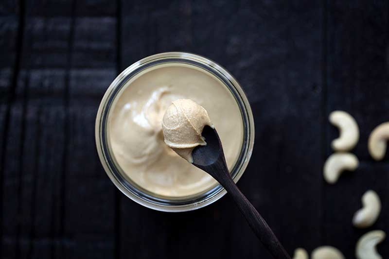 A macro photo of homemade nut butter