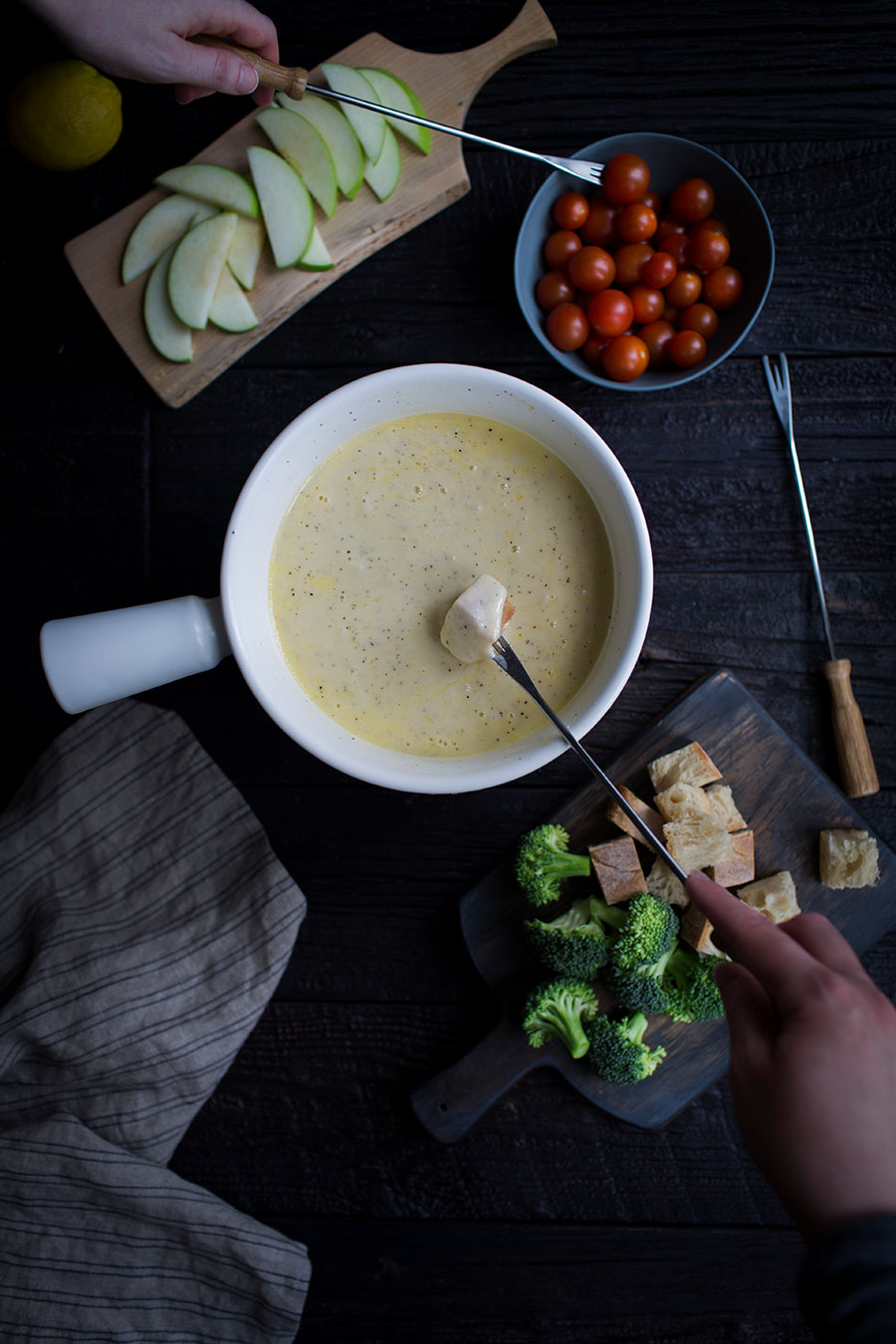 This Classic Swiss Cheese Fondue Recipe uses Emmentaler and Gruyére cheese, and it’s PERFECT for fondue parties. When you get the recipe, be sure to also check out my fondue party tips!