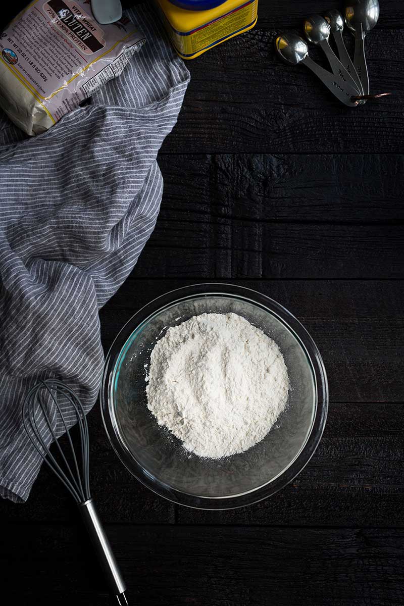 A photo of all-purpose flour in a bowl.
