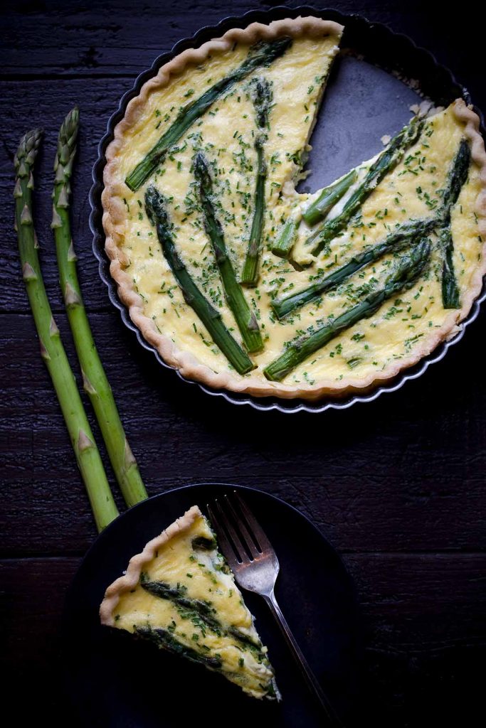 A photo of Asparagus, Goat Cheese and Chive Quiche 