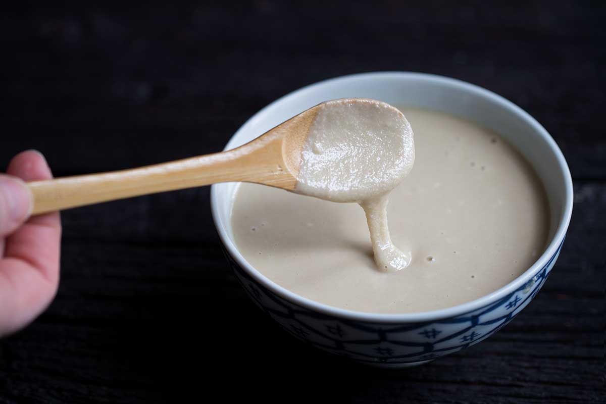 A bowl of tahini sauce