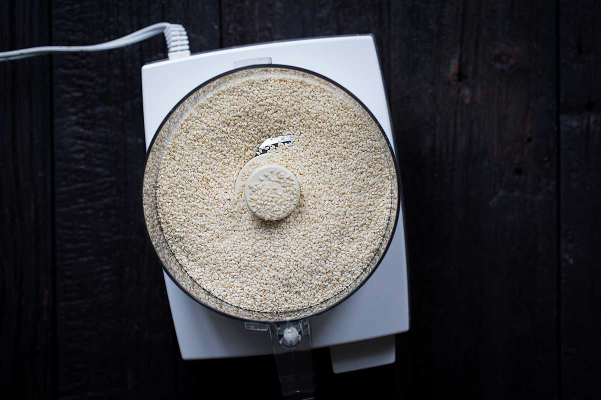 Sesame seeds in a food processor