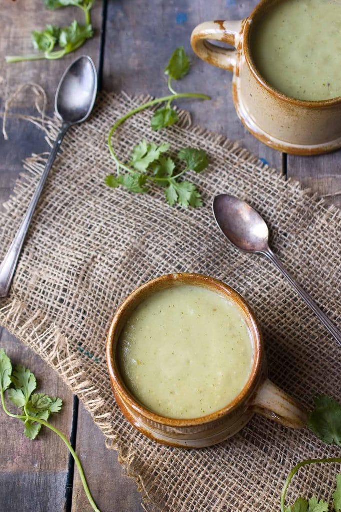 A photo of Chilled Tomatillo Avocado Soup