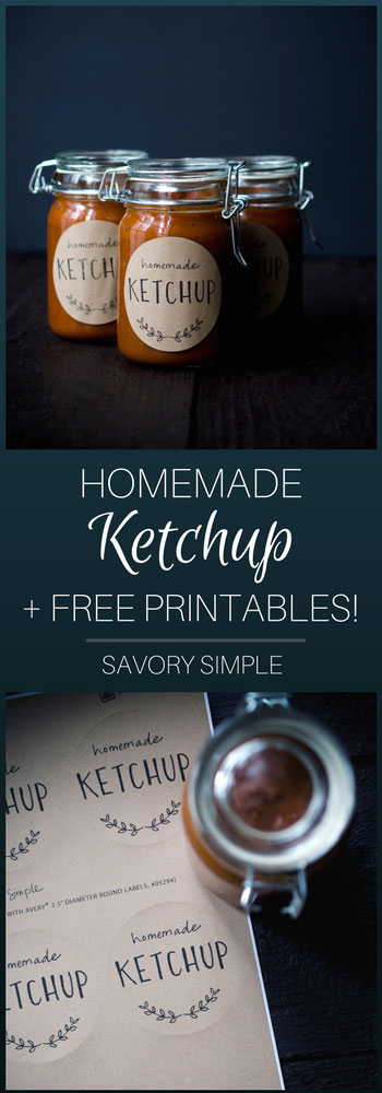 Homemade Ketchup with rhubarb is a perfect sauce to celebrate spring. The rhubarb adds a unique element and tangy sweetness without overpowering the tomato flavor. Also, don't miss the included free printable labels!