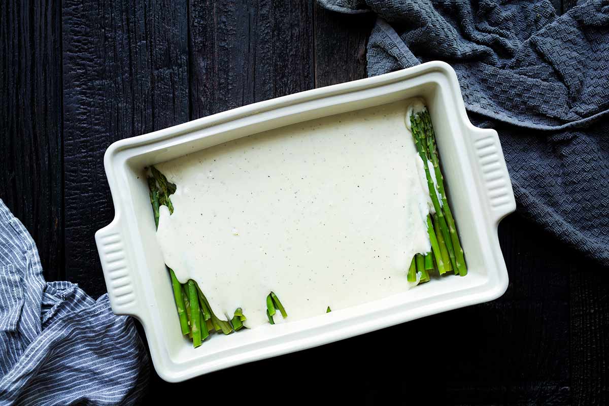 Homemade au gratin topped with a cheese sauce made from bechamel, one of the French mother sauces.