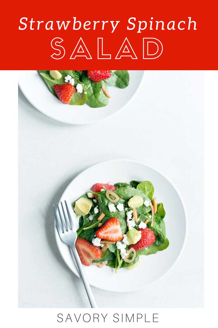 Try this easy Strawberry Spinach Salad recipe for a delicious summertime treat! Add grilled chicken to turn this into a satisfying lunch or dinner option.