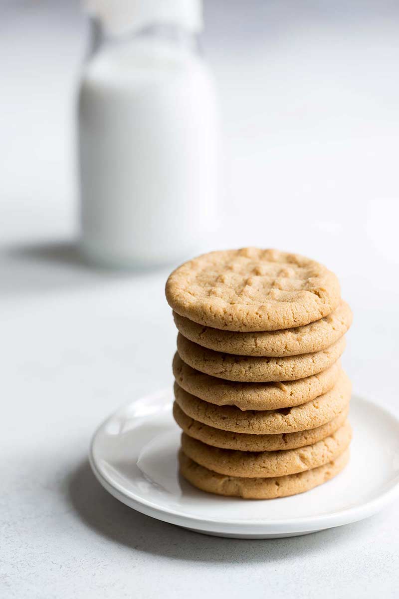 stack of old fashioned peanut butter cookies on a plate