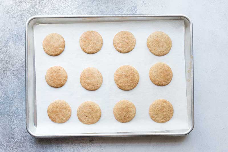 The finished snickerdoodle recipe, just out of the oven.