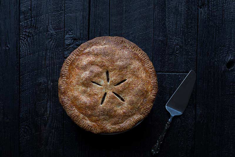 Overhead shot of baked apple pie recipe
