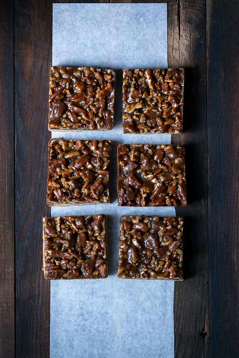 Overhead shot of pecan pie bar recipe