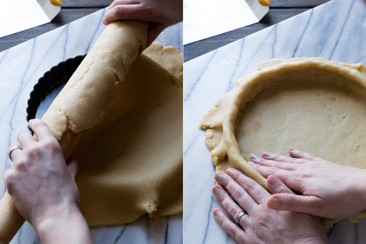 Rolling chocolate tart dough