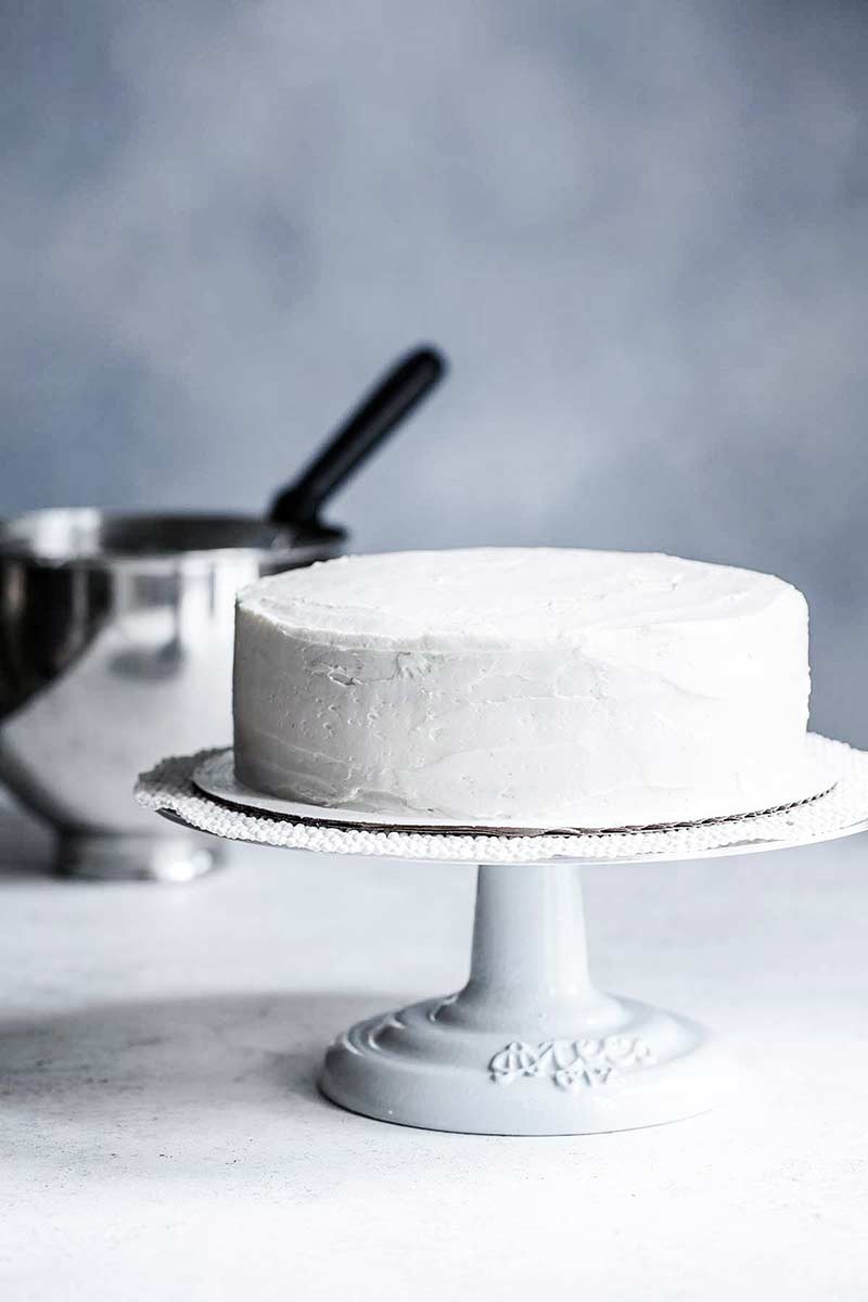 Finished homemade white cake from scratch