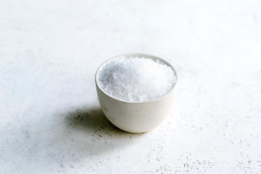 Coarse salt in a bowl