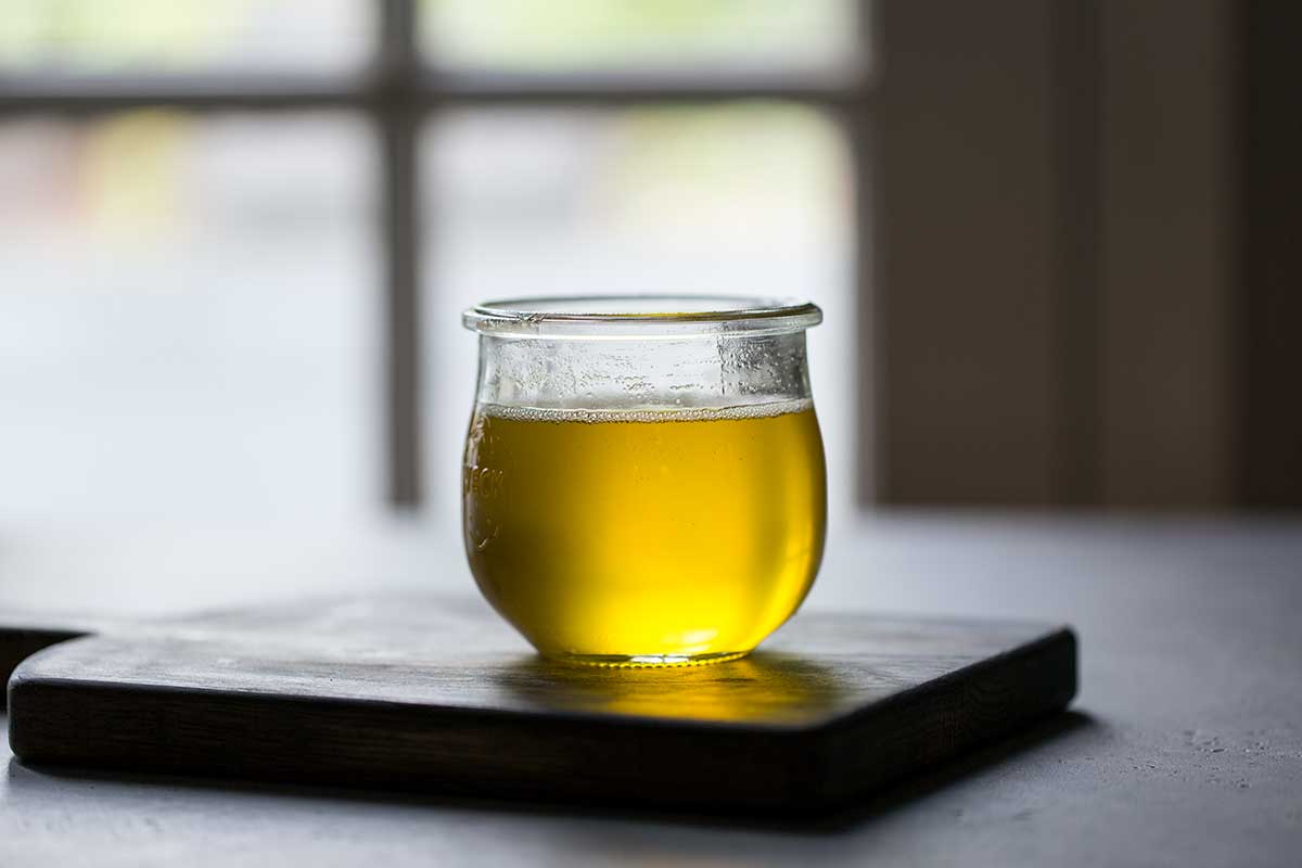 Clarified butter in glass