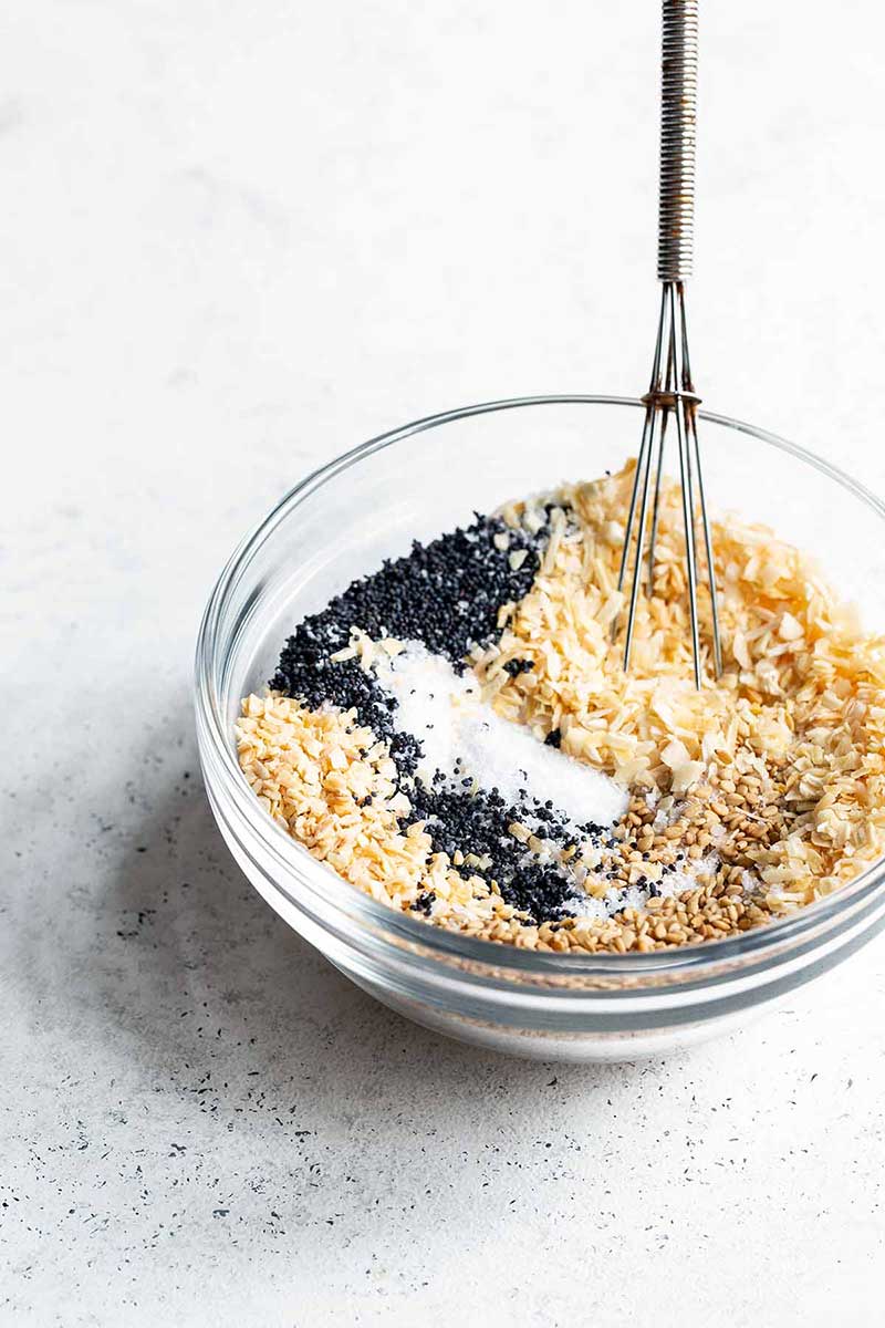 Homemade everything bagel seasoning recipe ready to be mixed