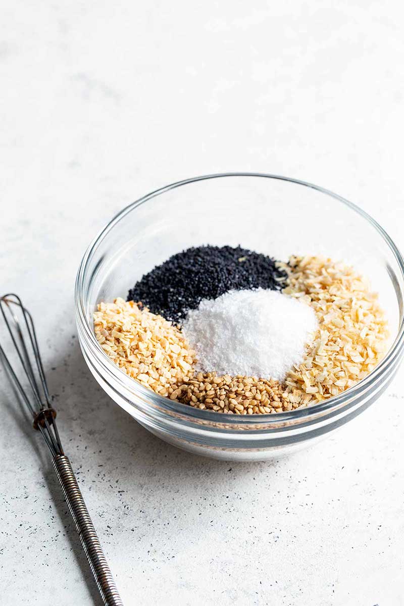 Homemade everything bagel seasoning recipe ready to be mixed