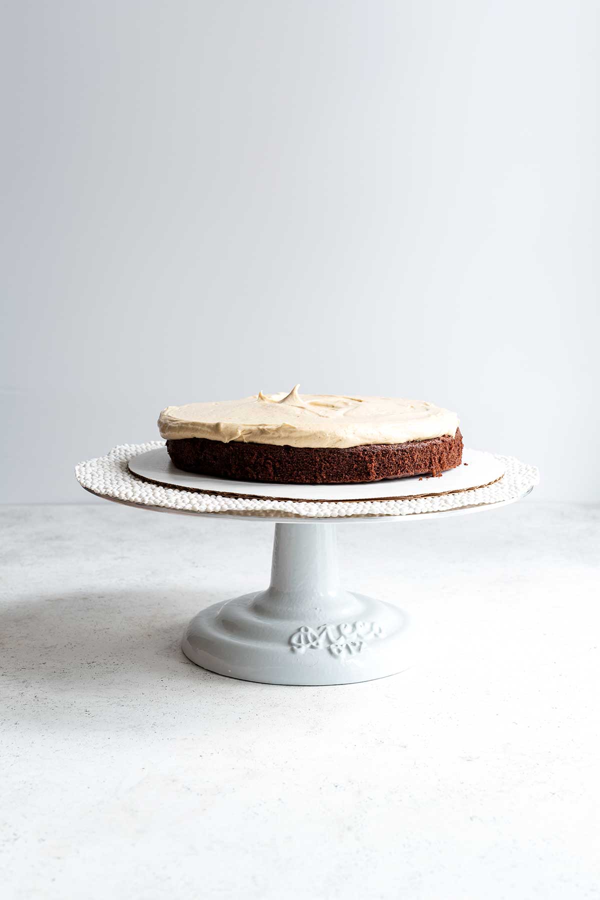 First layer of chocolate peanut butter cake