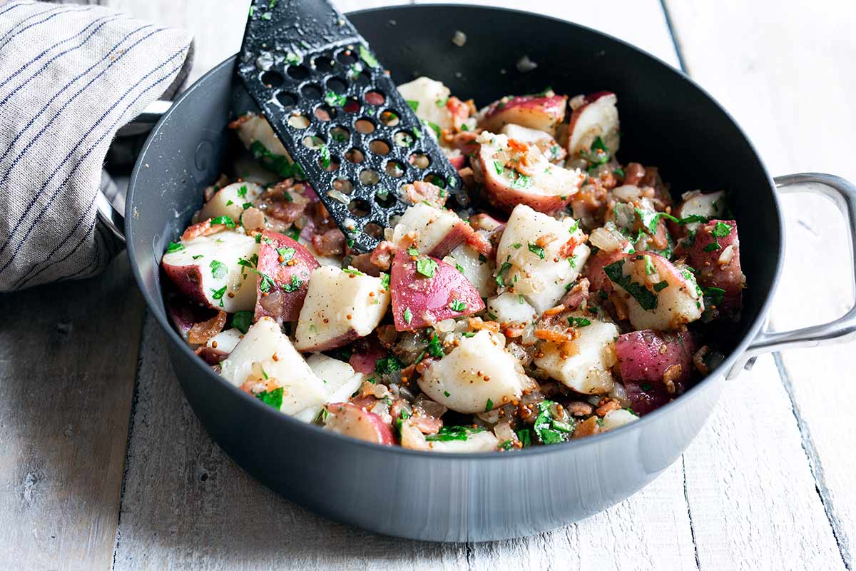 A spatula stirring the ingredients