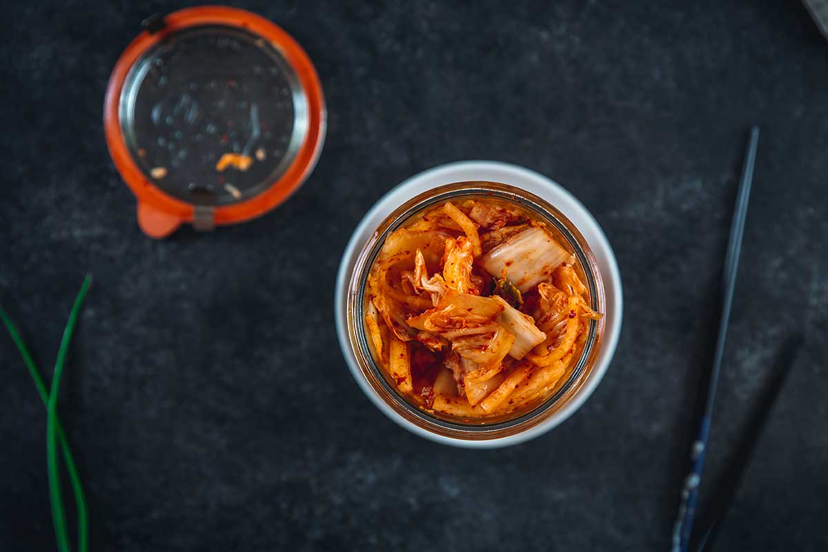 Finished kimchi recipe in a jar