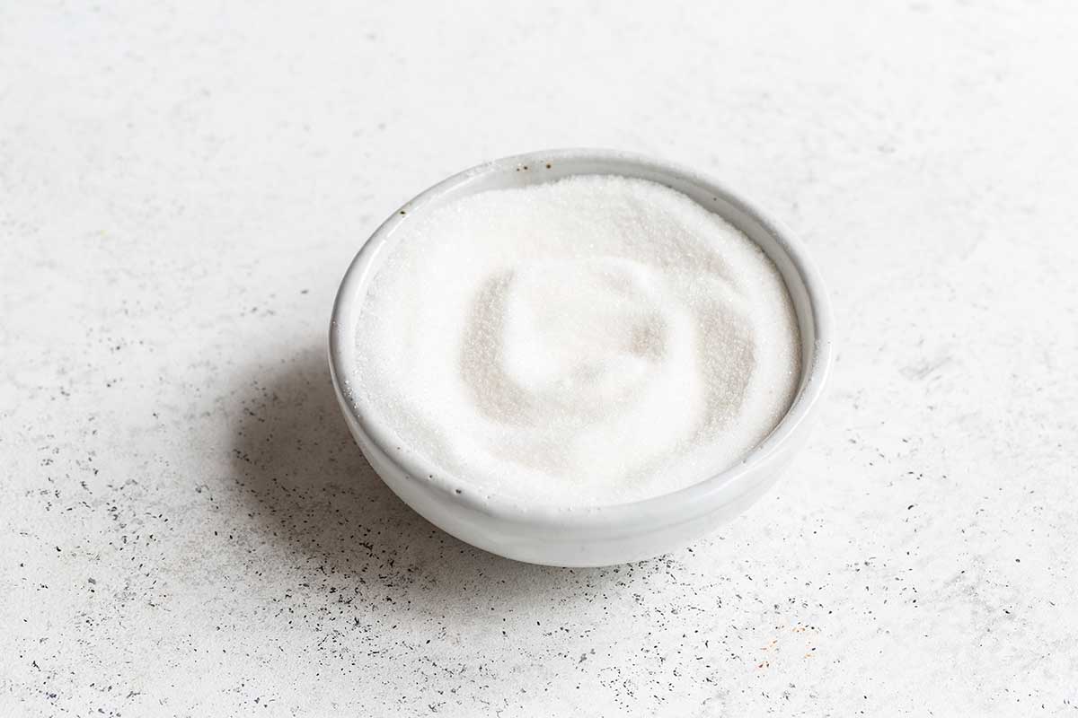 Granulated sugar in a bowl