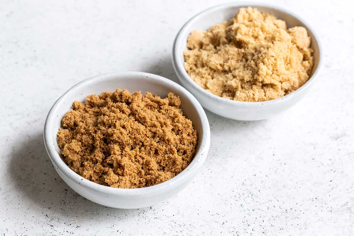 Light and Dark Brown Sugar in bowls