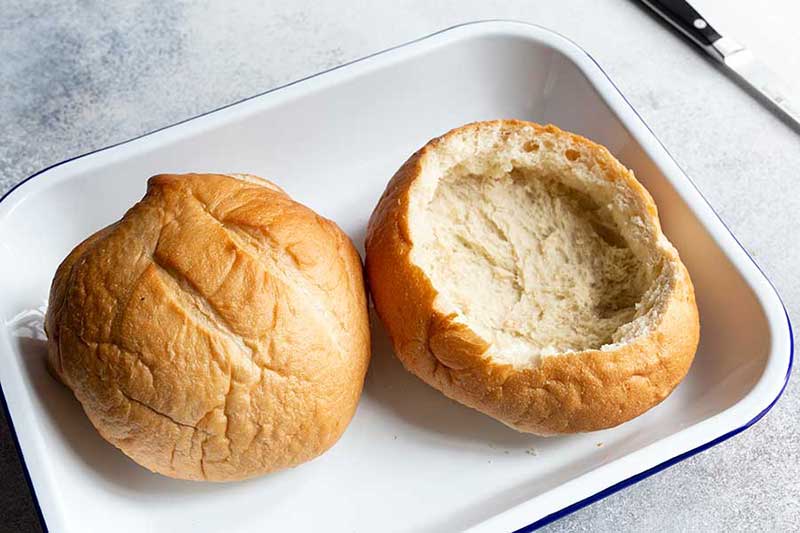 sourdough bread that has had the center scooped out from the top