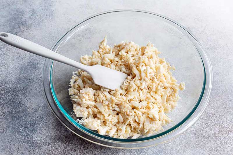 Lump crab meat in a bowl