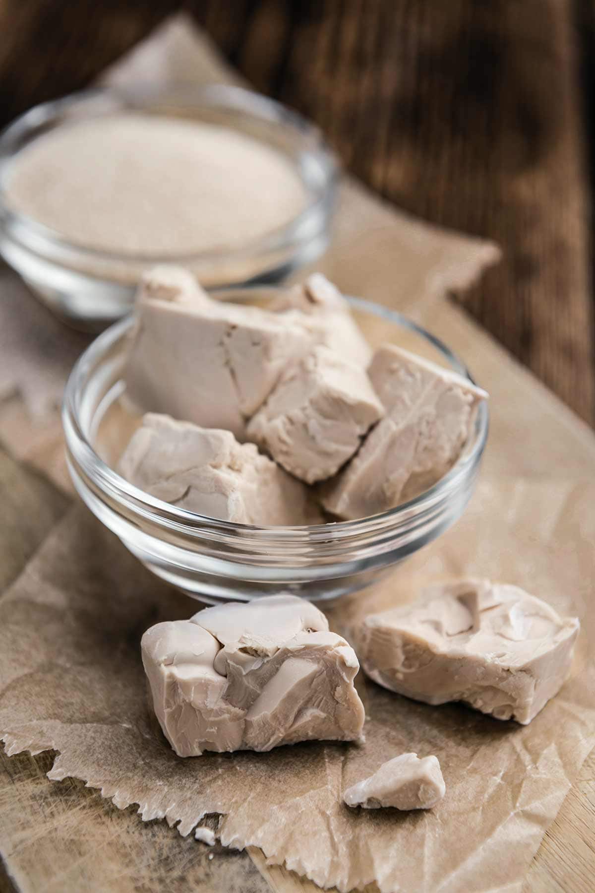 fresh yeast in a bowl