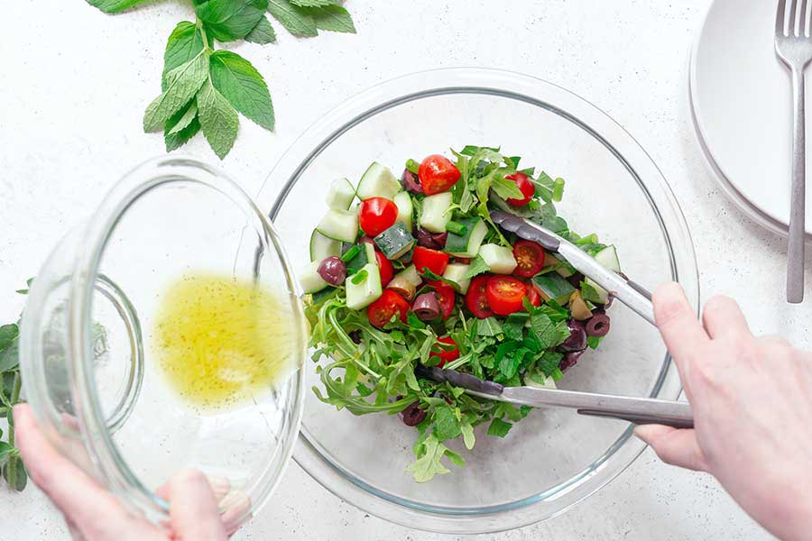 Combining salad dressing with other ingredients