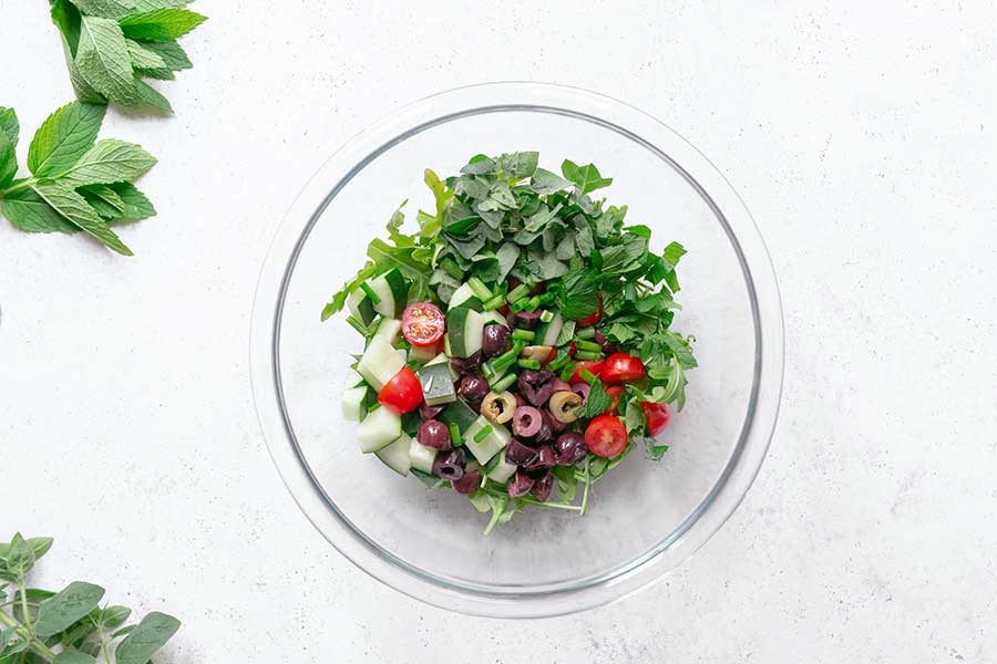 Salad ingredients in a bowl