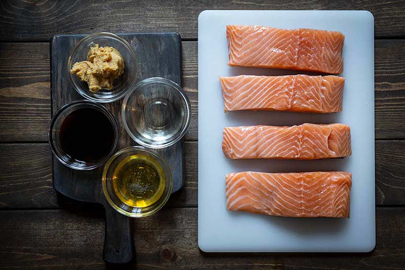 ingredients for miso broiled salmon recipe