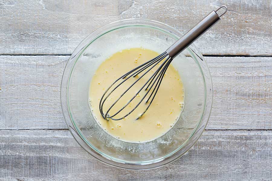 Egg yolks that have been whisked to the ribbon stage