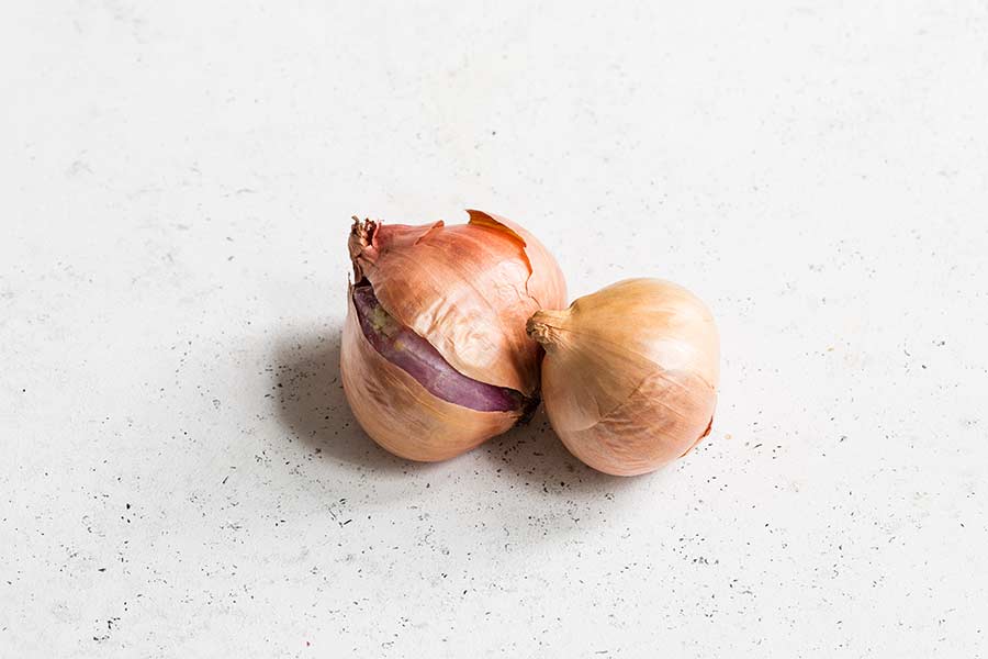 shallots on a white backdrop