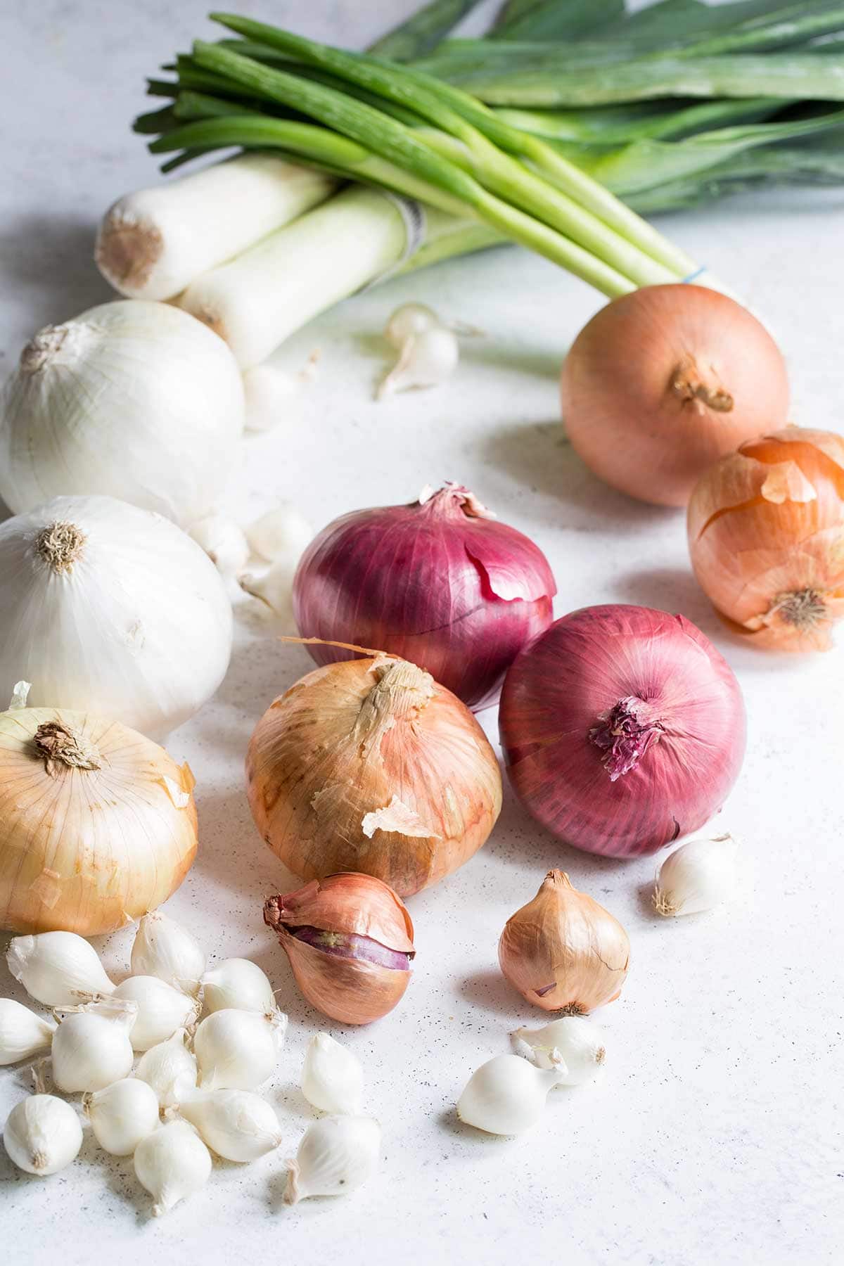 A variety of different types of onions