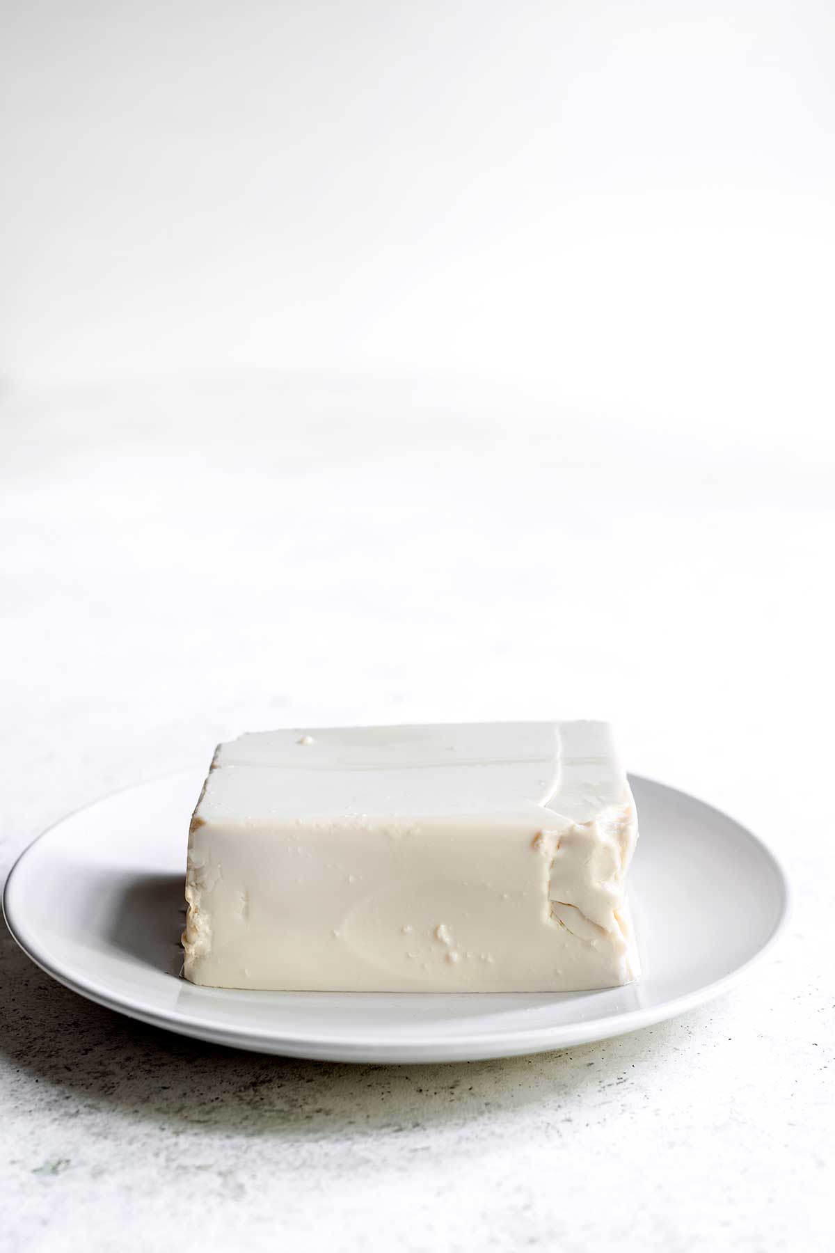 Soft tofu on a white plate