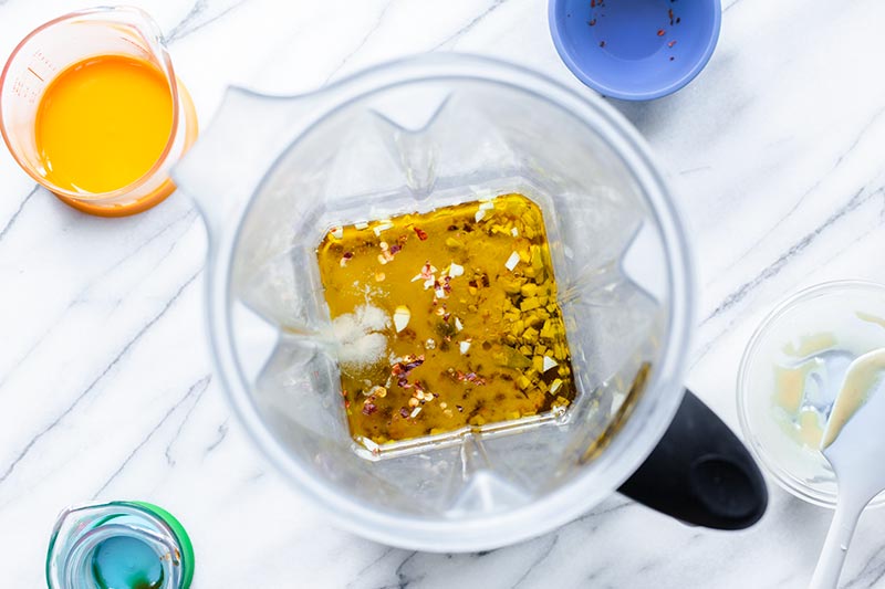 All ingredients in a blender, unblended