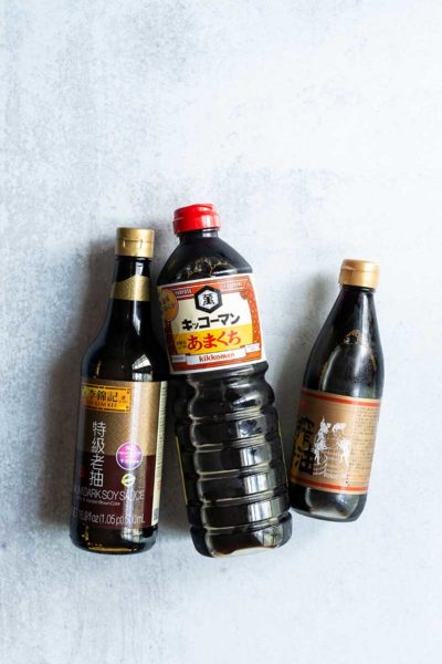 Three types of soy sauce showcased for "does soy sauce need to be refrigerated" article