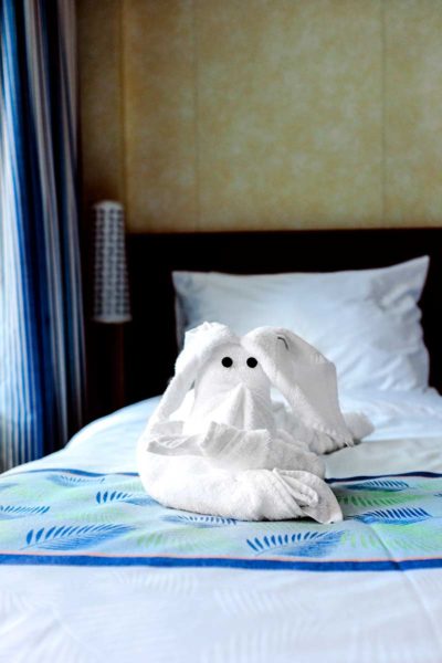 towel animal on bed in Carnival balcony room for cruise tips featured image