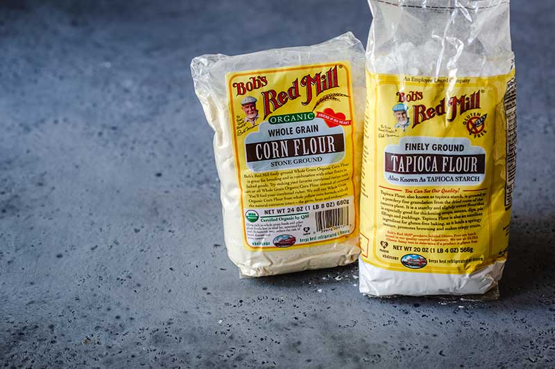 corn flour and tapioca flour bags